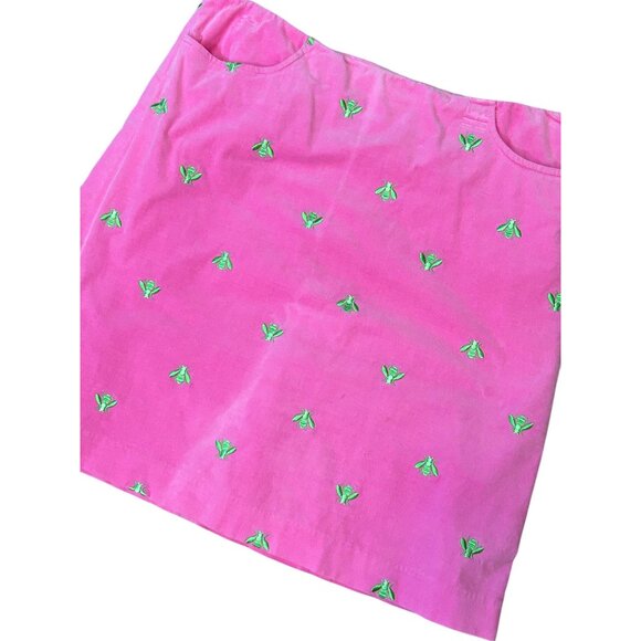 Vintage Lilly Pulitzer Pink Bee Embroidered A-Line Skirt Size 12 - Picture 2 of 5
